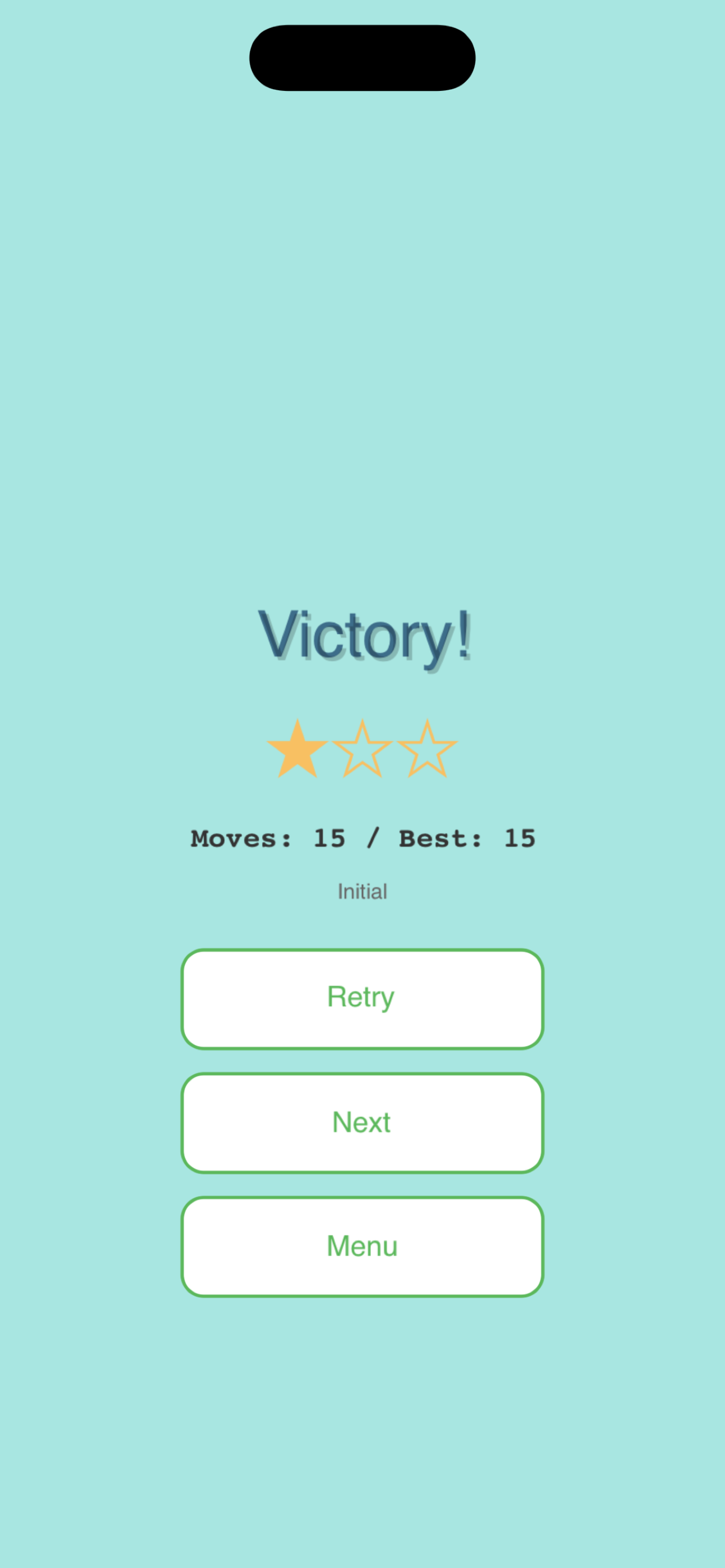Victory screen with stars